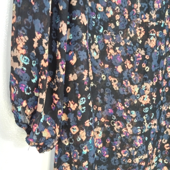 Lily Star Sheer Black Floral Long Tunic Style Cover up , Size Small - Picture 2 of 7